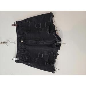 SHEIN Black Distressed Denim Shorts Size S
